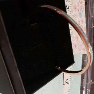 Elegant Gold Bangle Bracelet With Blue Opals